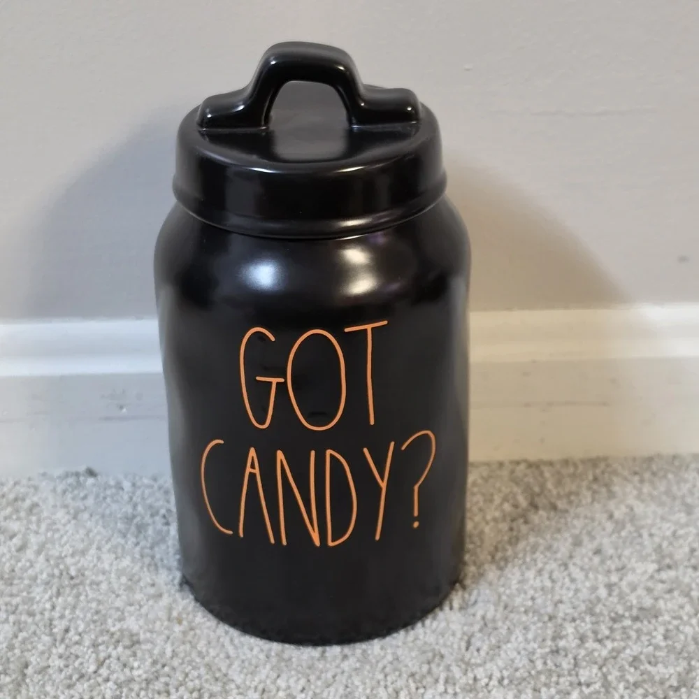 New Rae Dunn Black GOT CANDY Canister ~ Brand New ~ Halloween Orange Letters